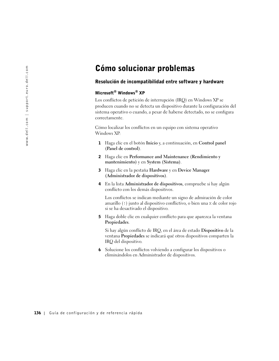 Cómo solucionar problemas | Dell Precision 350 User Manual | Page 136 / 148