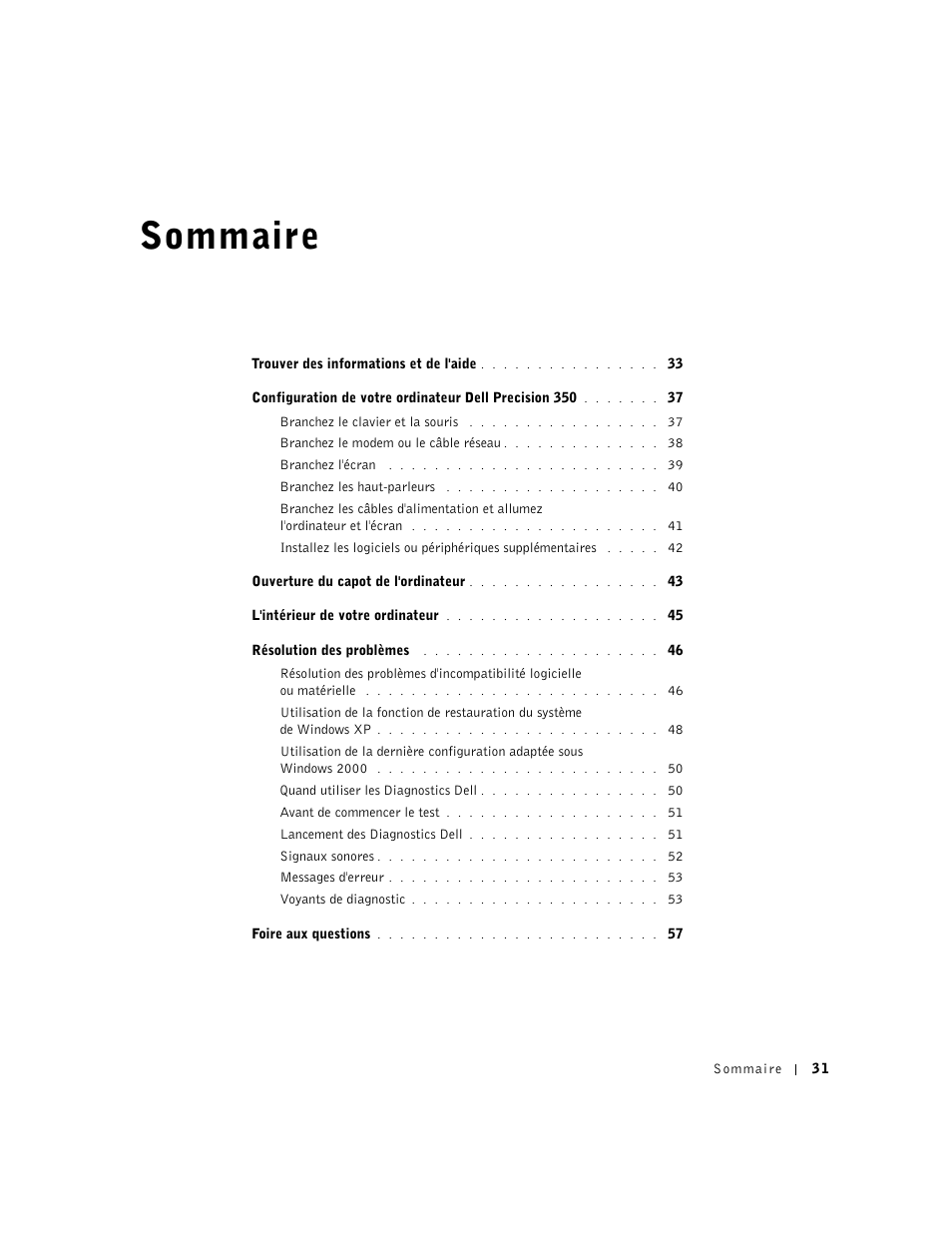 Sommaire | Dell Precision 350 User Manual | Page 31 / 148