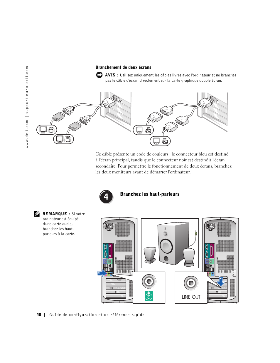 Branchez les haut-parleurs | Dell Precision 350 User Manual | Page 40 / 148