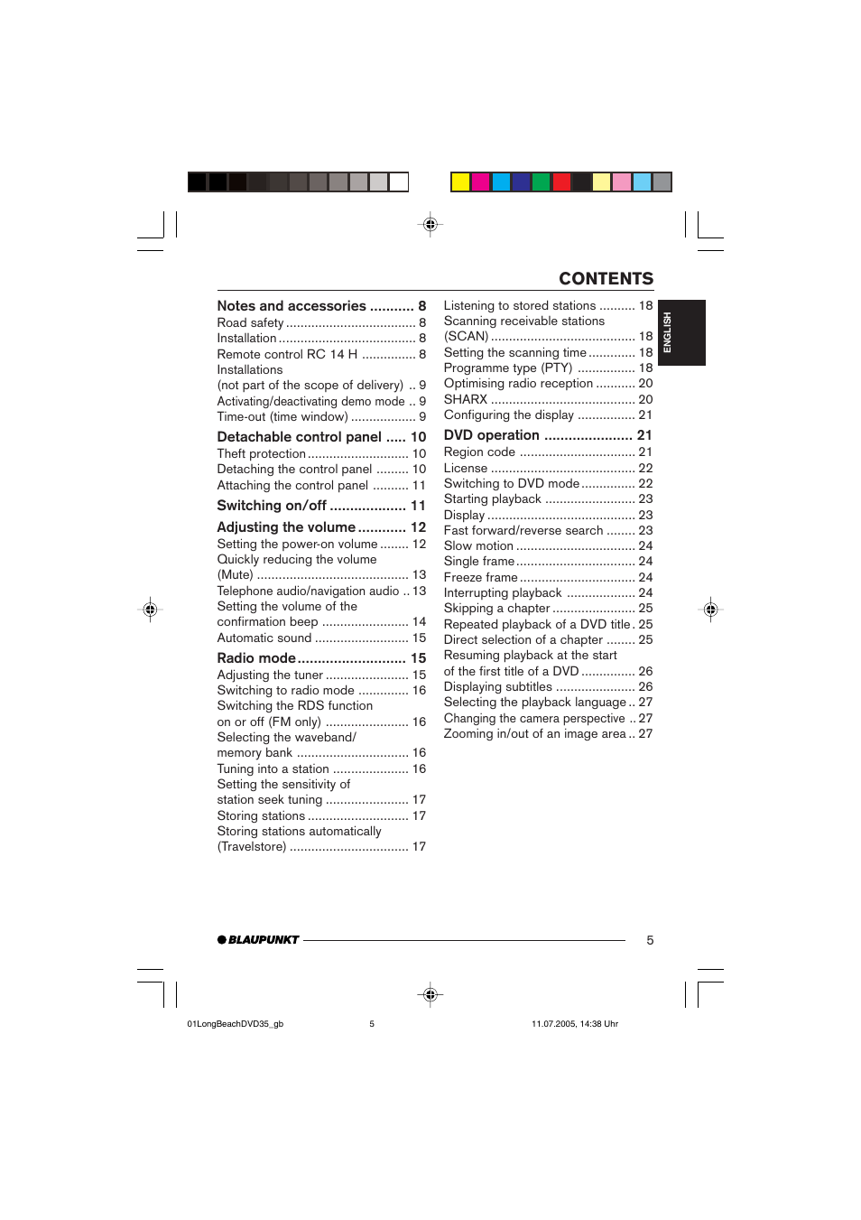 Blaupunkt LONG BEACH DVD35 User Manual | Page 5 / 65