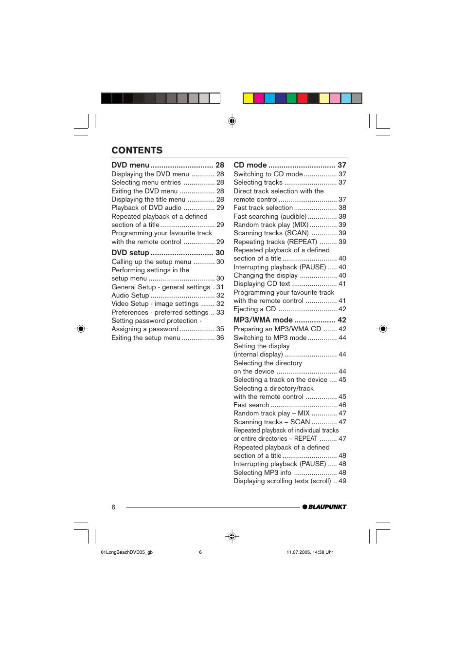 Blaupunkt LONG BEACH DVD35 User Manual | Page 6 / 65