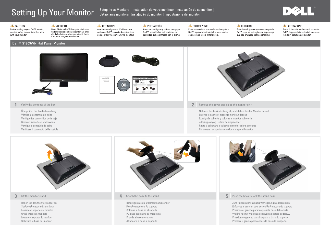 Dell S1909WN Monitor User Manual | 2 pages