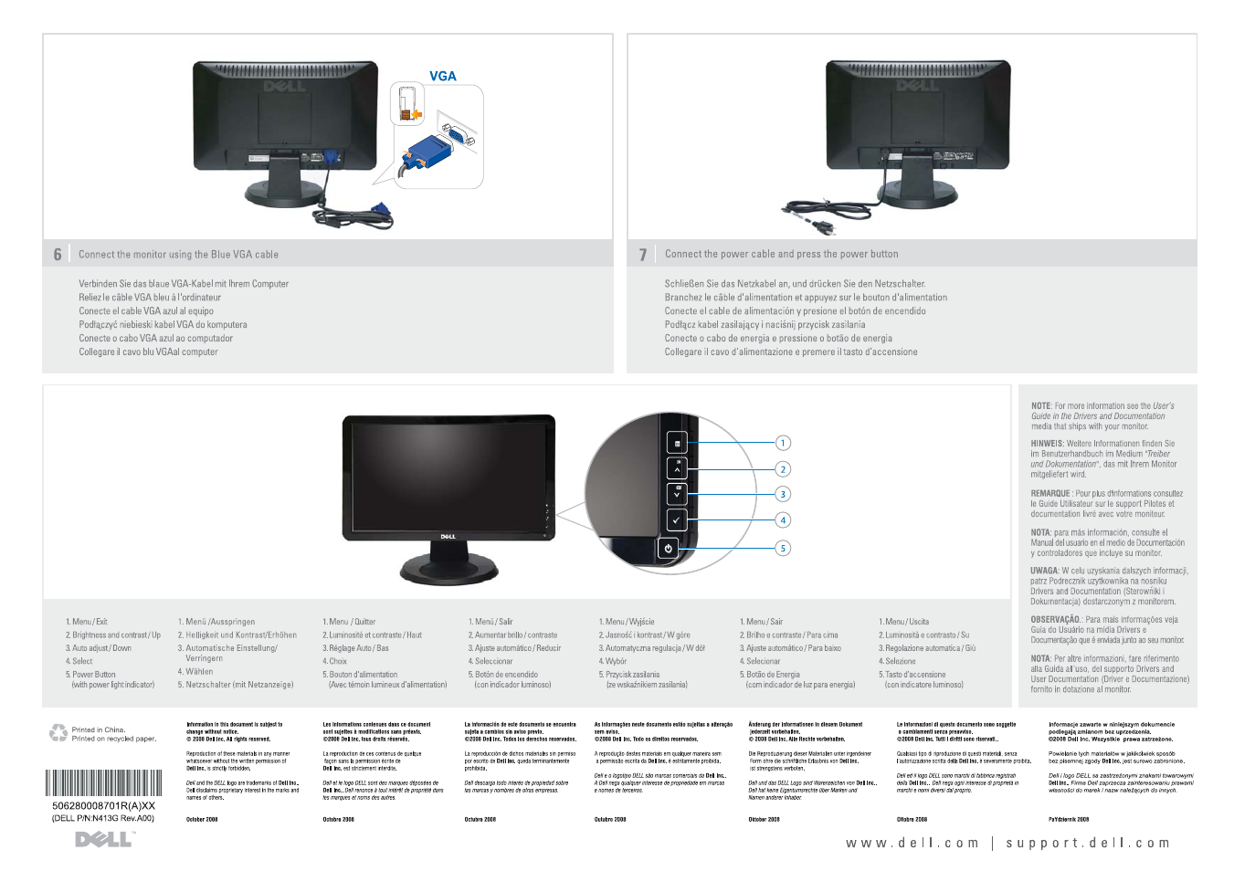 Www.dell.com | support.dell.com, D«ll | Dell S1909WN Monitor User Manual | Page 2 / 2