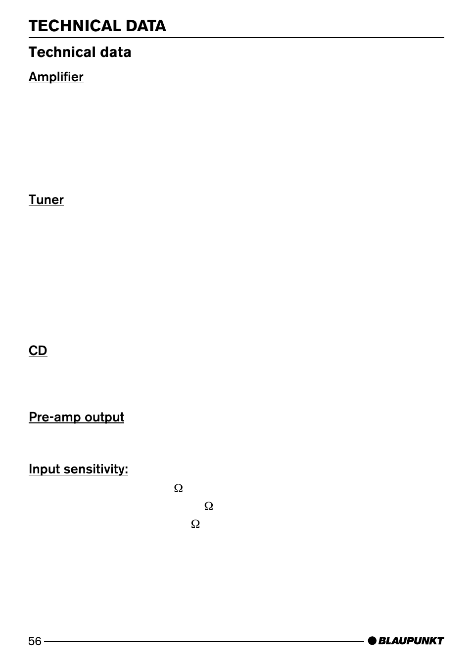 Technical data | Blaupunkt CASABLANCA CD52 User Manual | Page 29 / 30