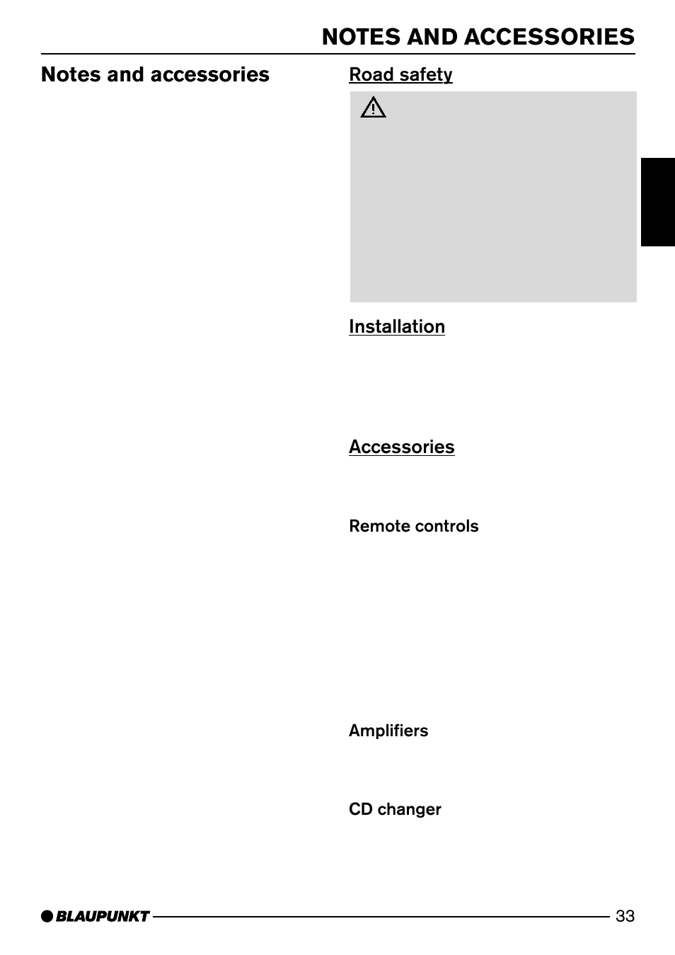 Road safety, Installation, Accessories | Blaupunkt CASABLANCA CD52 User Manual | Page 6 / 30