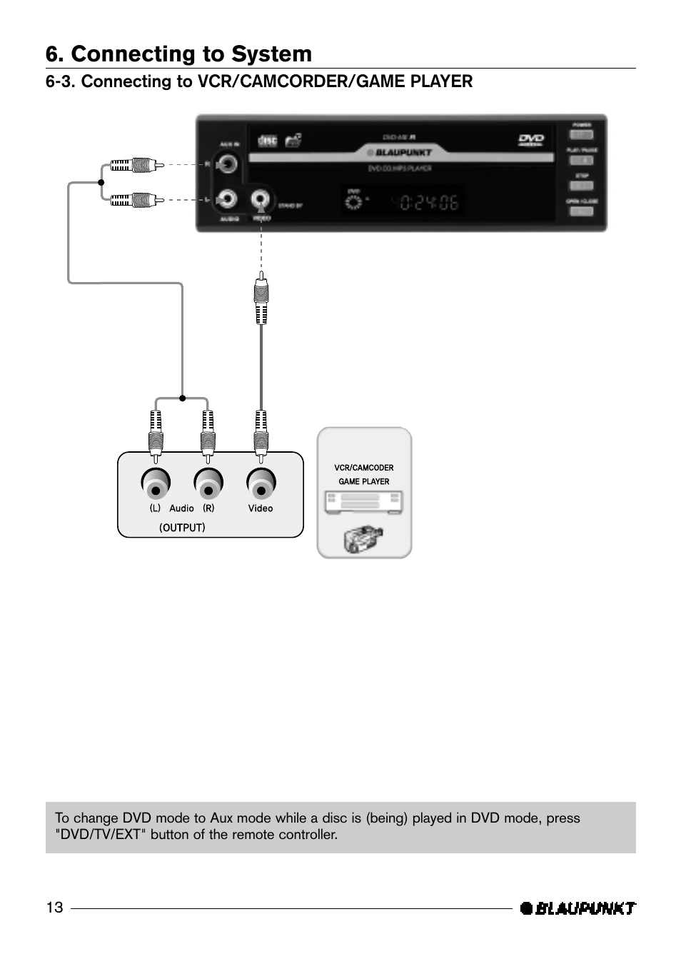 Connecting to system | Blaupunkt DVD-ME R User Manual | Page 14 / 30