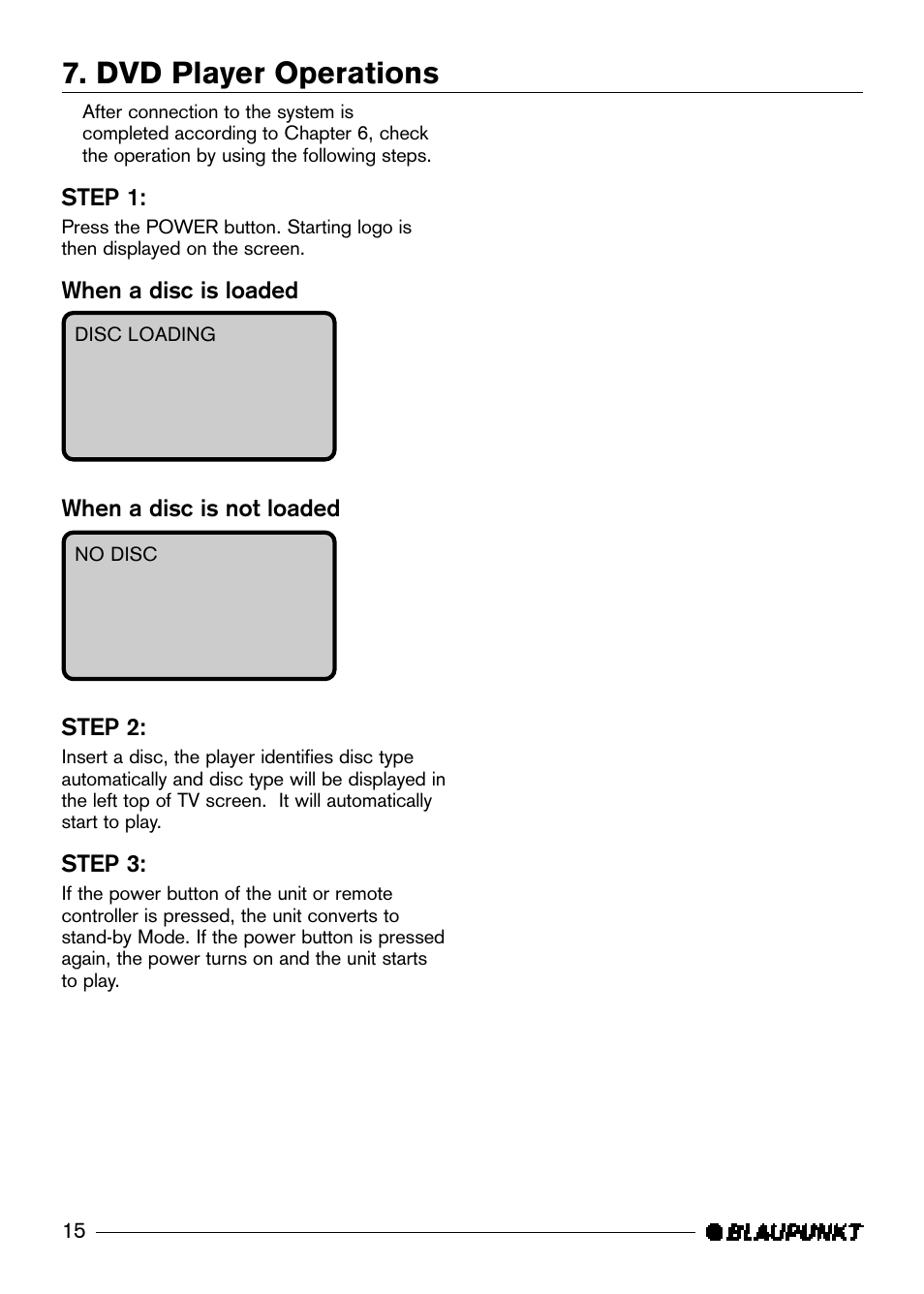 Dvd player operations | Blaupunkt DVD-ME R User Manual | Page 16 / 30