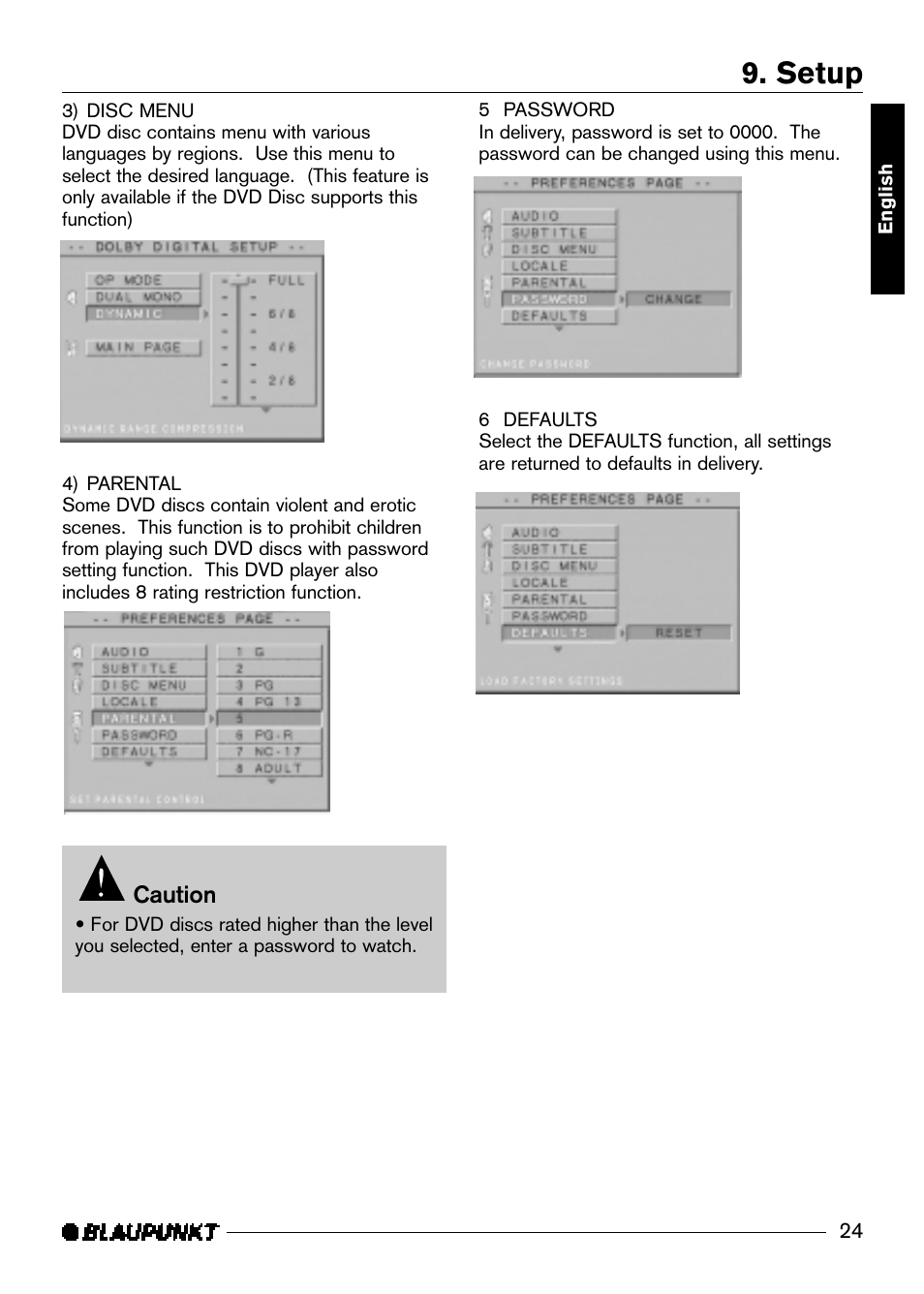 Setup | Blaupunkt DVD-ME R User Manual | Page 25 / 30