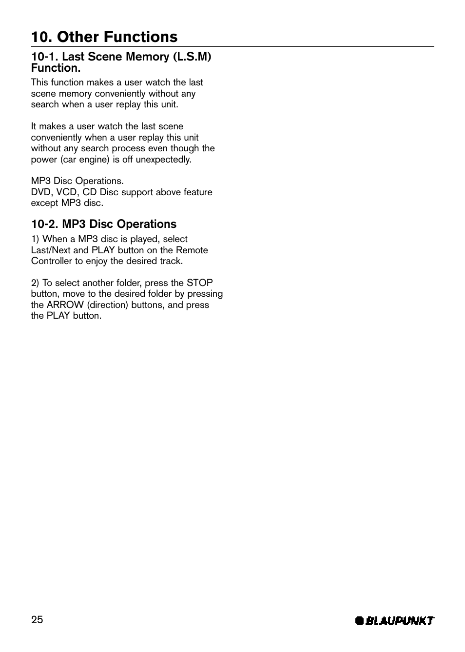 Other functions | Blaupunkt DVD-ME R User Manual | Page 26 / 30