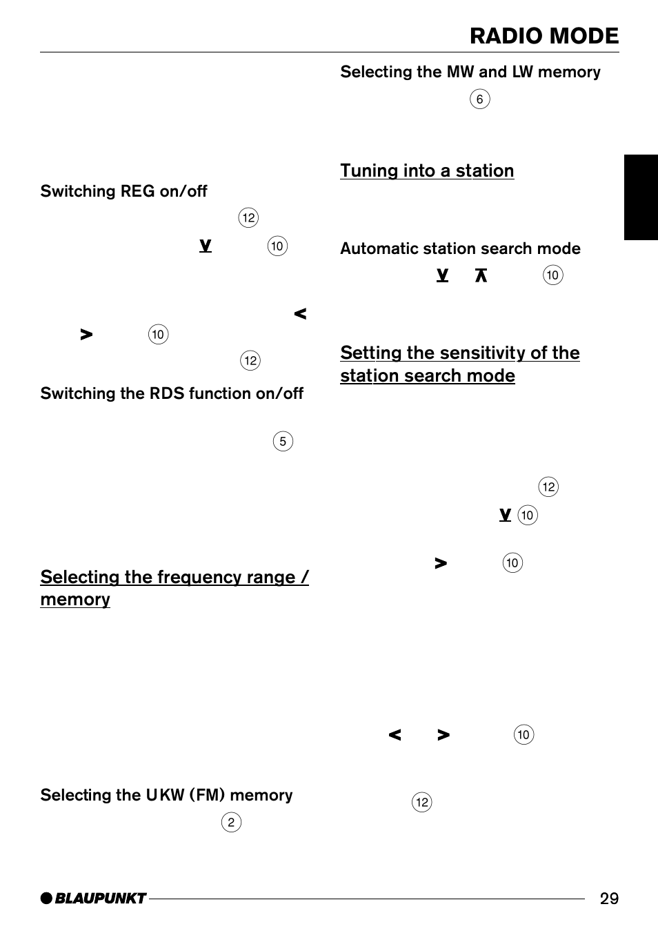 Radio mode | Blaupunkt ALICANTE CD30 User Manual | Page 10 / 21