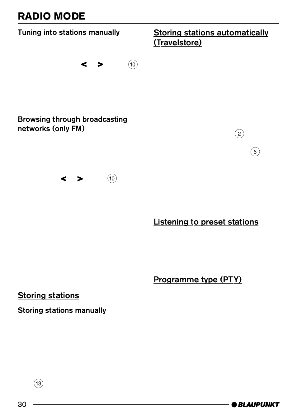 Radio mode | Blaupunkt ALICANTE CD30 User Manual | Page 11 / 21