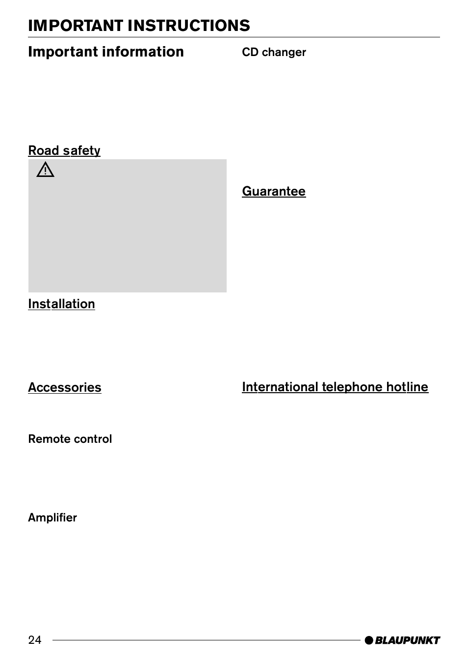 Important instructions, Important information | Blaupunkt ALICANTE CD30 User Manual | Page 5 / 21