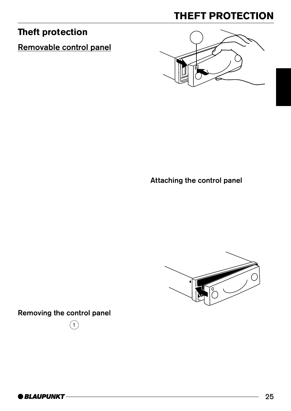 Theft protection, Removable control panel | Blaupunkt ALICANTE CD30 User Manual | Page 6 / 21