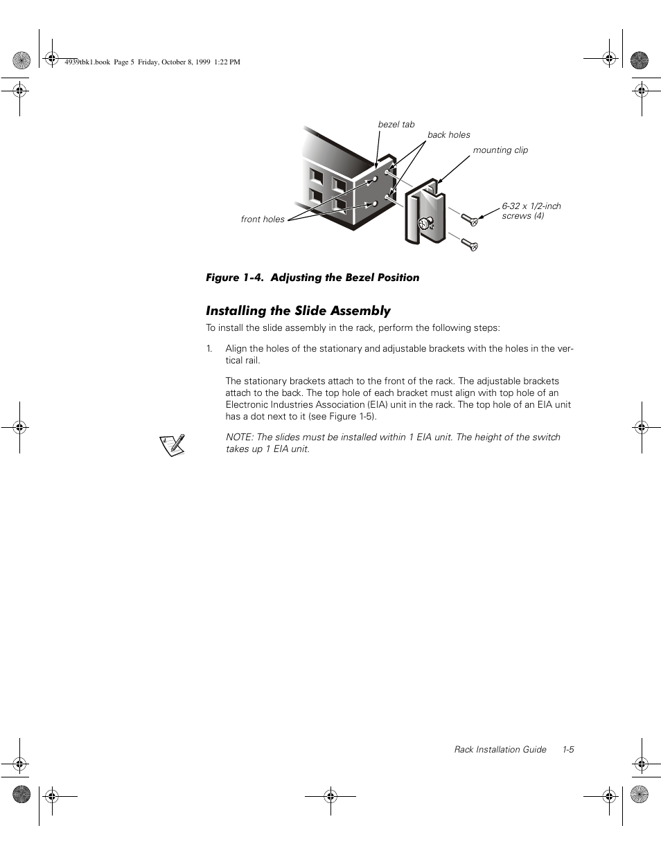 Installing the slide assembly | Dell PowerVault 56F (16P Fibre Channel Switch) User Manual | Page 21 / 98