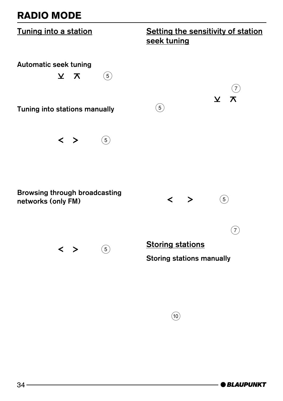 Radio mode | Blaupunkt MINNESOTA DJ32 User Manual | Page 12 / 25