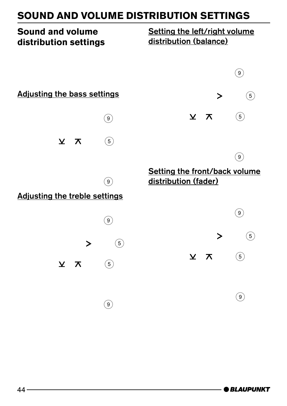 Sound and volume distribution settings | Blaupunkt MINNESOTA DJ32 User Manual | Page 22 / 25