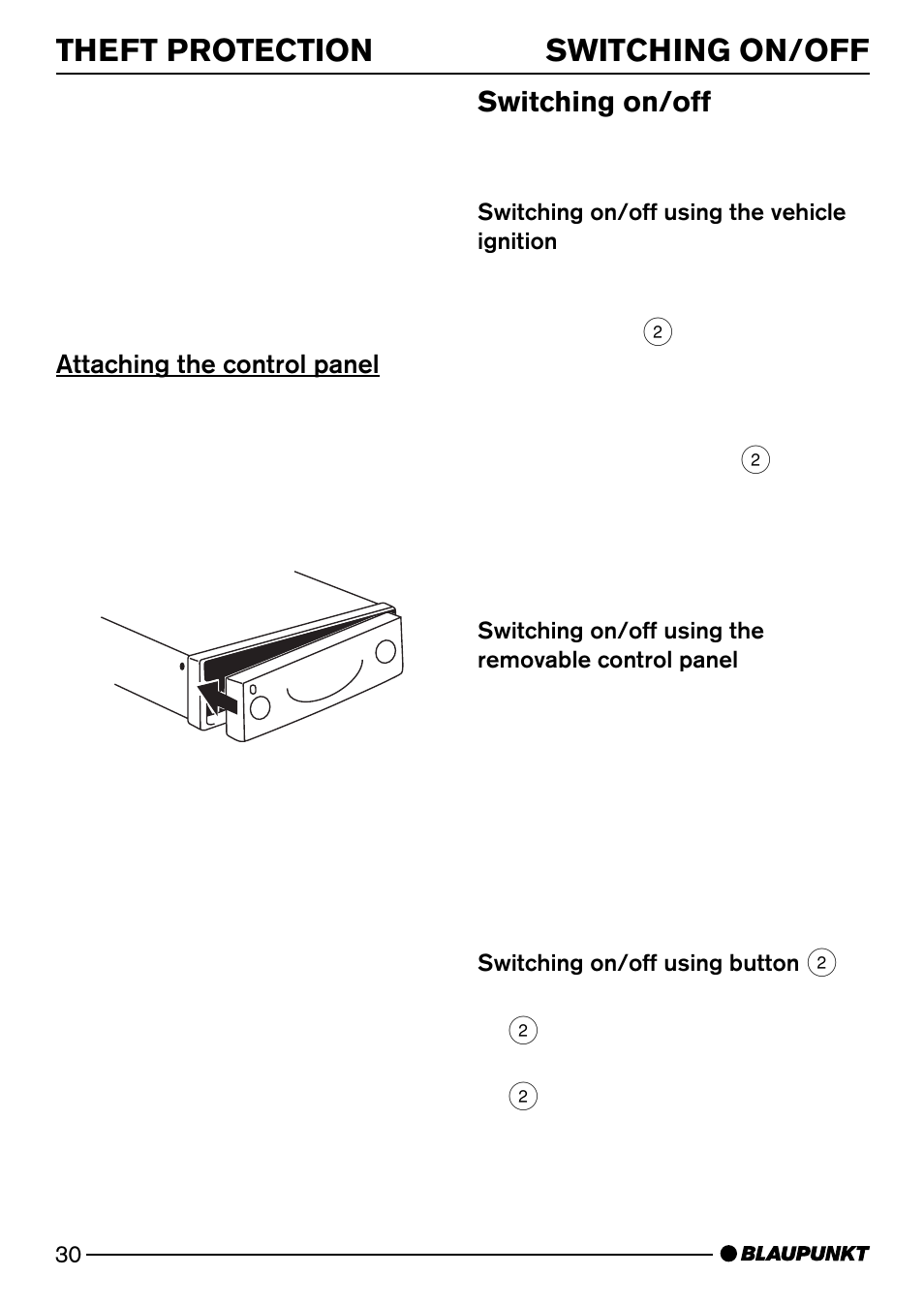 Switching on/off theft protection, Switching on/off | Blaupunkt MINNESOTA DJ32 User Manual | Page 8 / 25