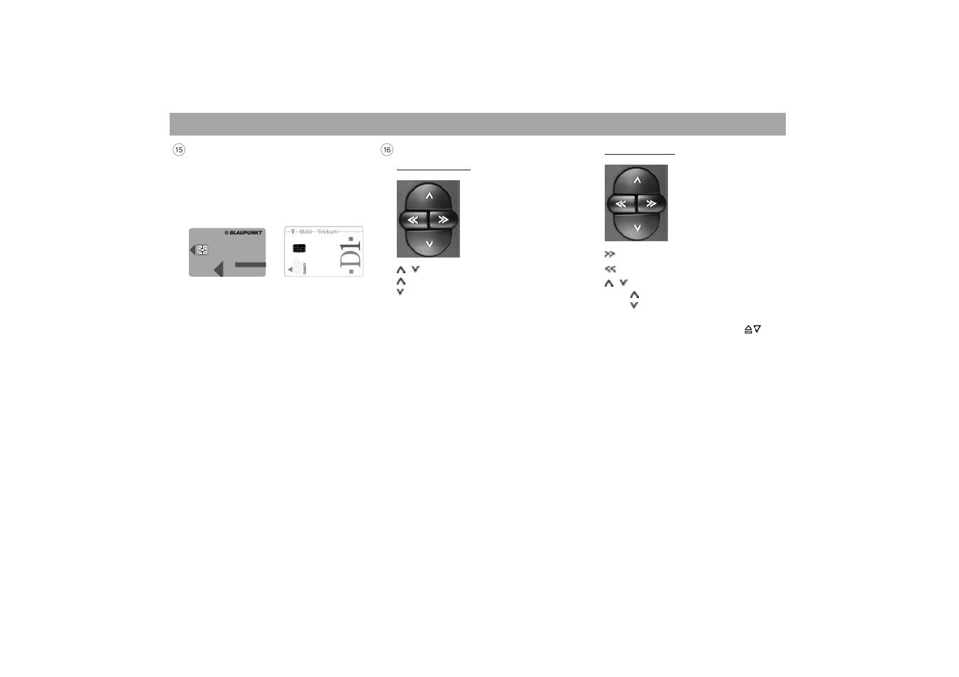 Keycard, Quick reference | Blaupunkt MONTE CARLO TCM 169 User Manual | Page 16 / 67