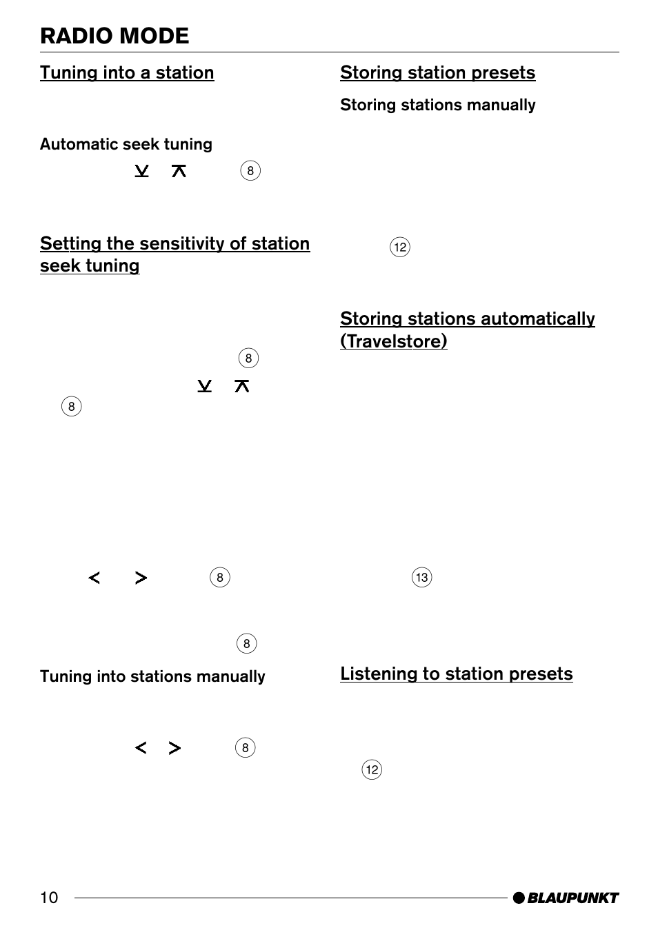 Radio mode | Blaupunkt ST. LOUIS C33 User Manual | Page 10 / 33