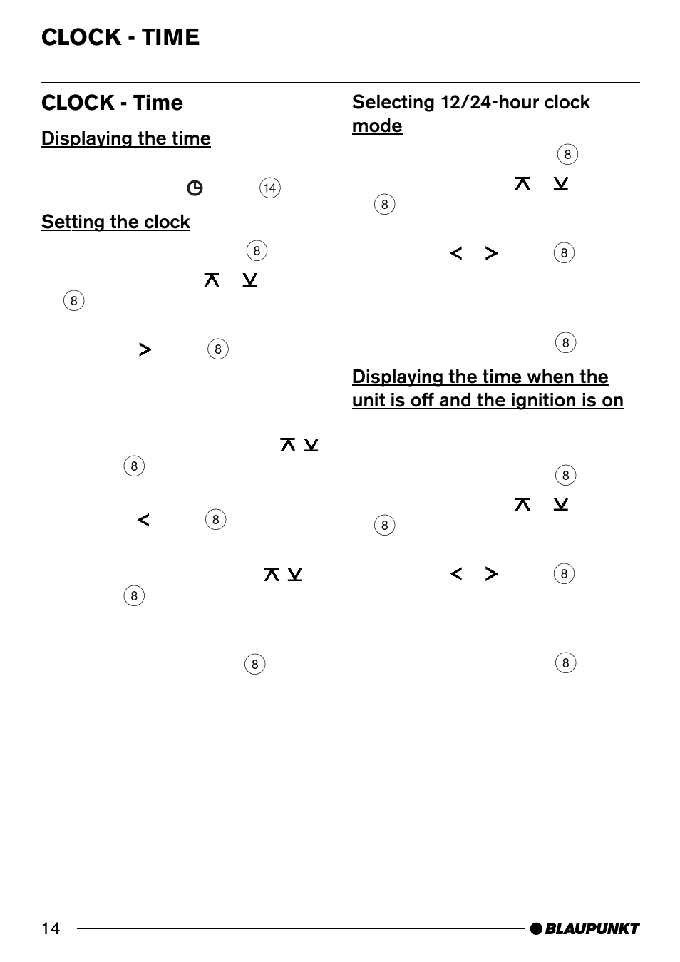 Clock - time | Blaupunkt ST. LOUIS C33 User Manual | Page 14 / 33