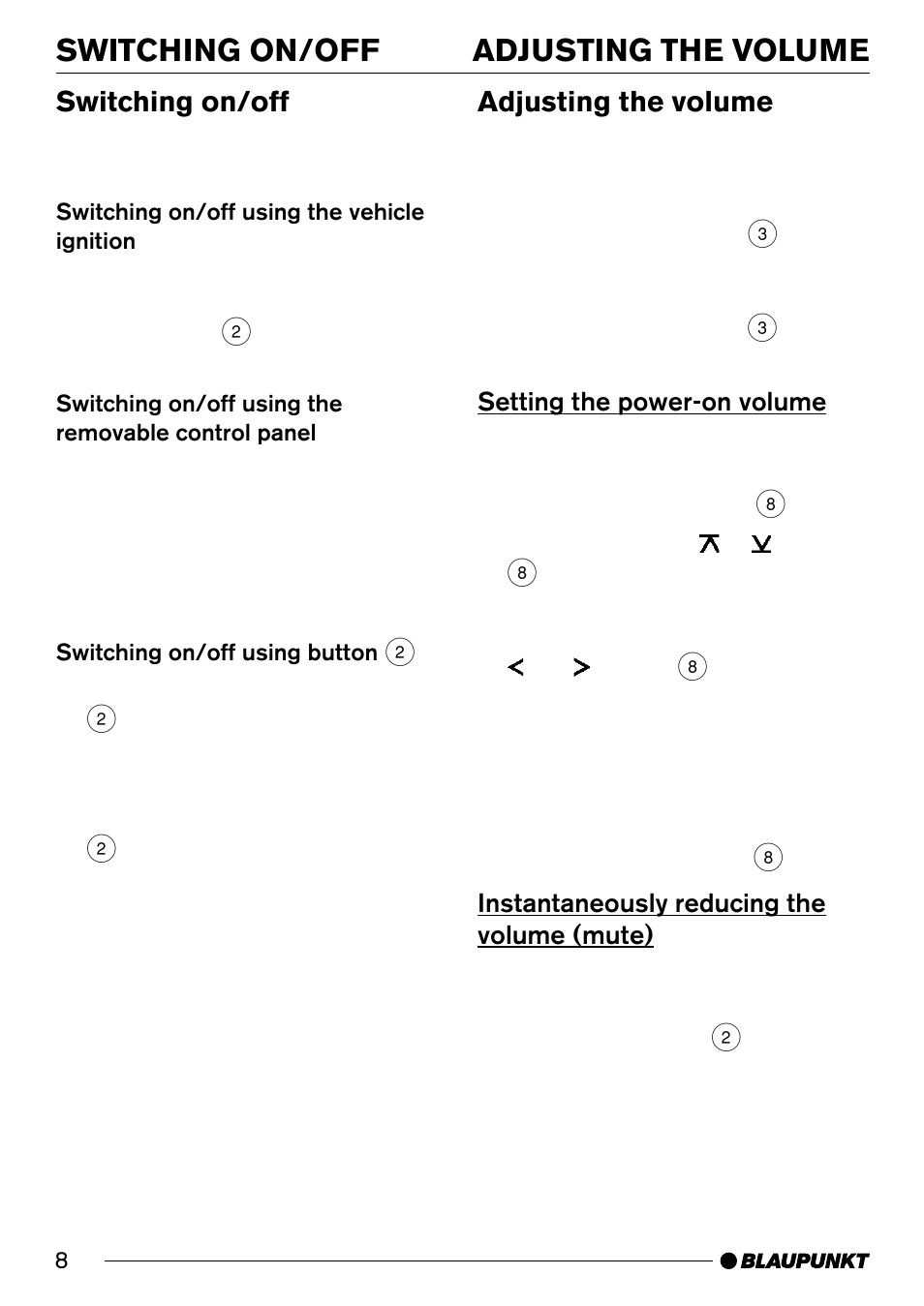 Switching on/off adjusting the volume, Switching on/off, Adjusting the volume | Blaupunkt ST. LOUIS C33 User Manual | Page 26 / 33