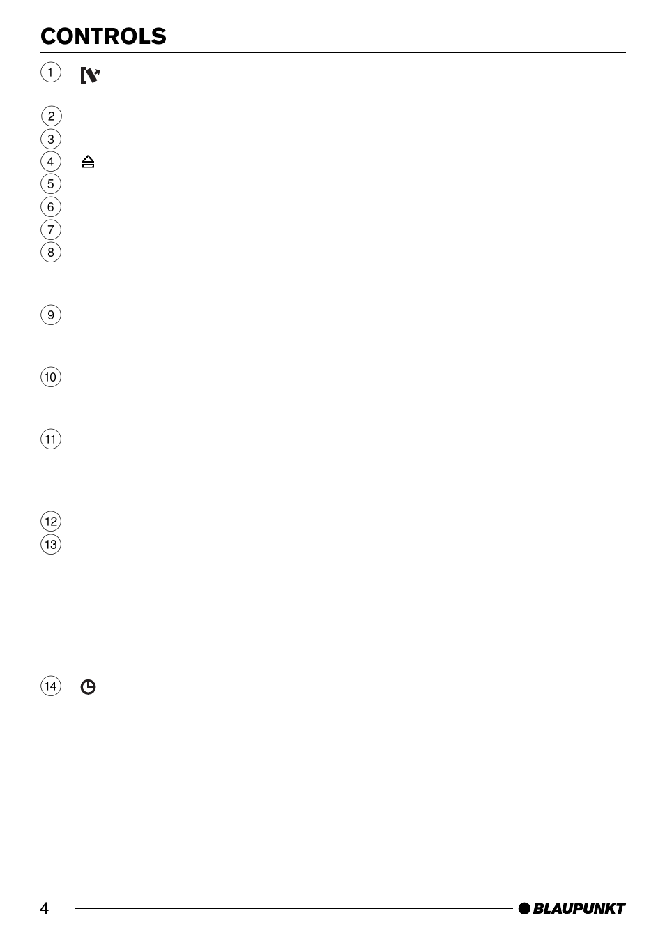 Controls | Blaupunkt ST. LOUIS C33 User Manual | Page 4 / 33