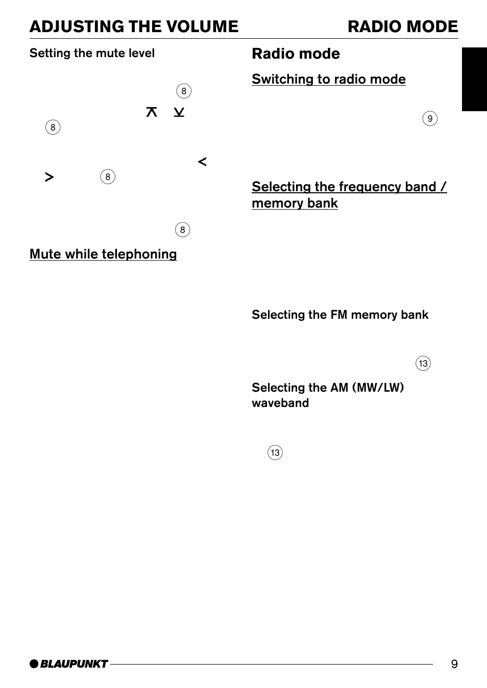 Adjusting the volume radio mode, Radio mode | Blaupunkt ST. LOUIS C33 User Manual | Page 9 / 33
