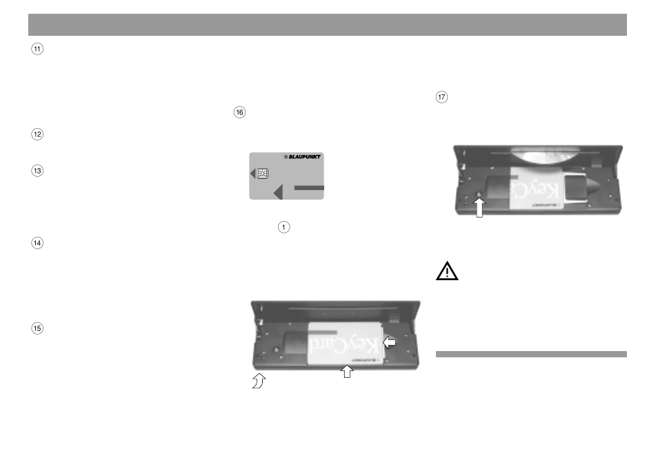 Keycard, Quick reference | Blaupunkt Tokyo RDM 169 User Manual | Page 10 / 37