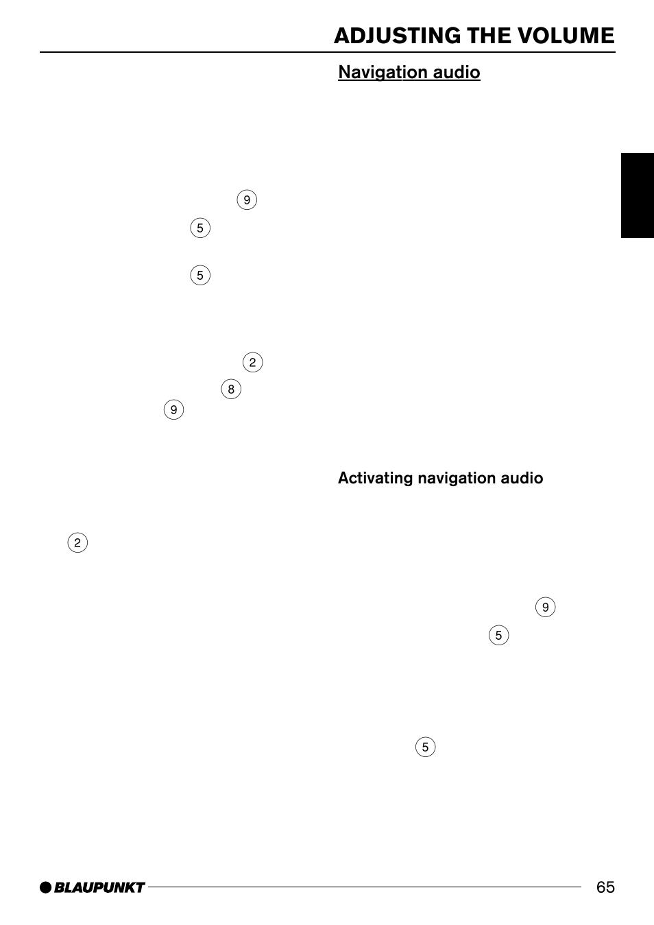 Adjusting the volume, Navigation audio | Blaupunkt 7 644 820 310 User Manual | Page 11 / 56