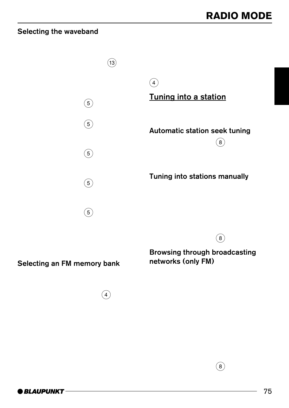 Radio mode | Blaupunkt 7 644 820 310 User Manual | Page 21 / 56