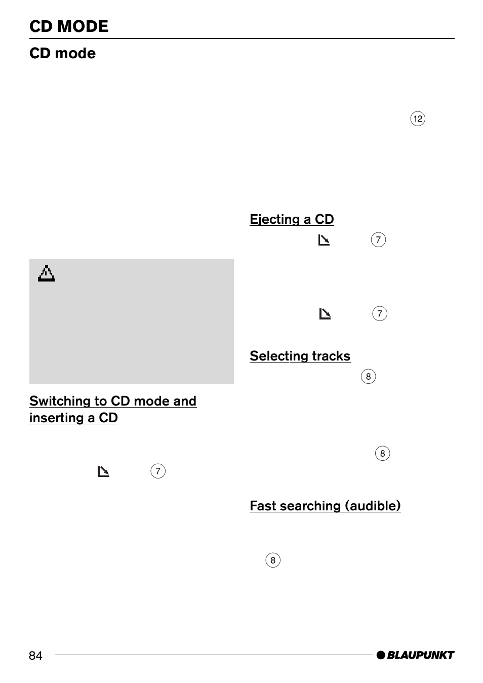 Cd mode | Blaupunkt 7 644 820 310 User Manual | Page 30 / 56