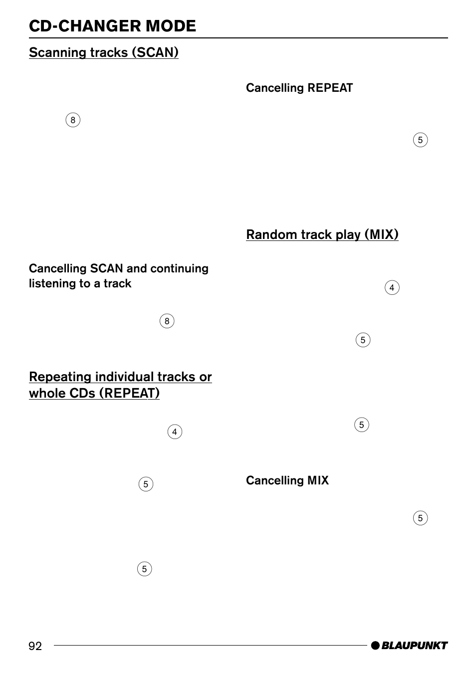 Cd-changer mode | Blaupunkt 7 644 820 310 User Manual | Page 38 / 56