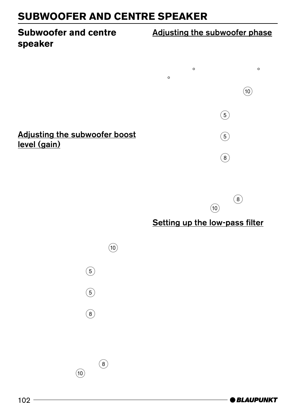 Subwoofer and centre speaker | Blaupunkt 7 644 820 310 User Manual | Page 48 / 56