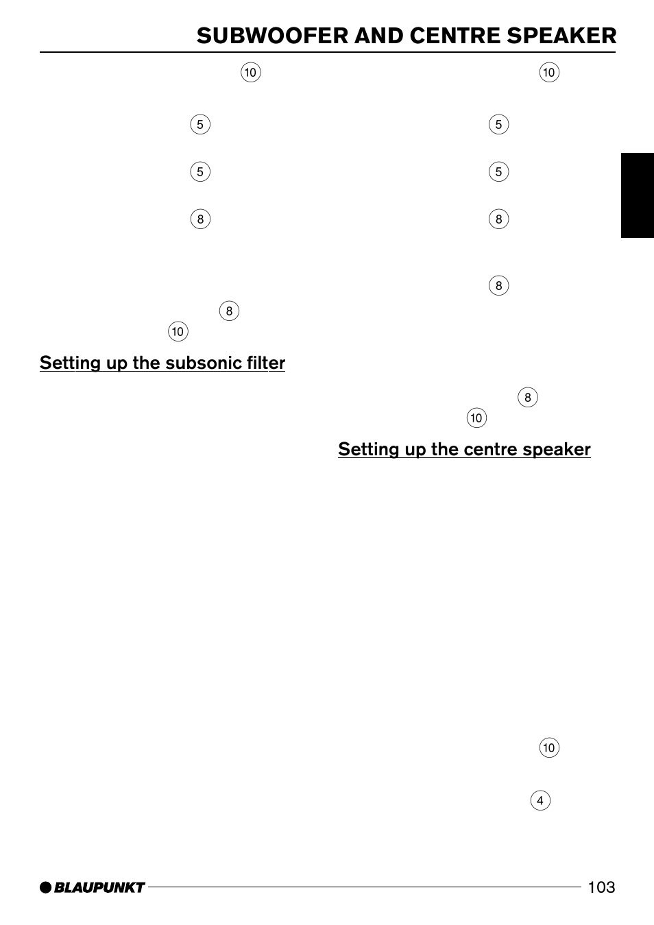 Subwoofer and centre speaker | Blaupunkt 7 644 820 310 User Manual | Page 49 / 56