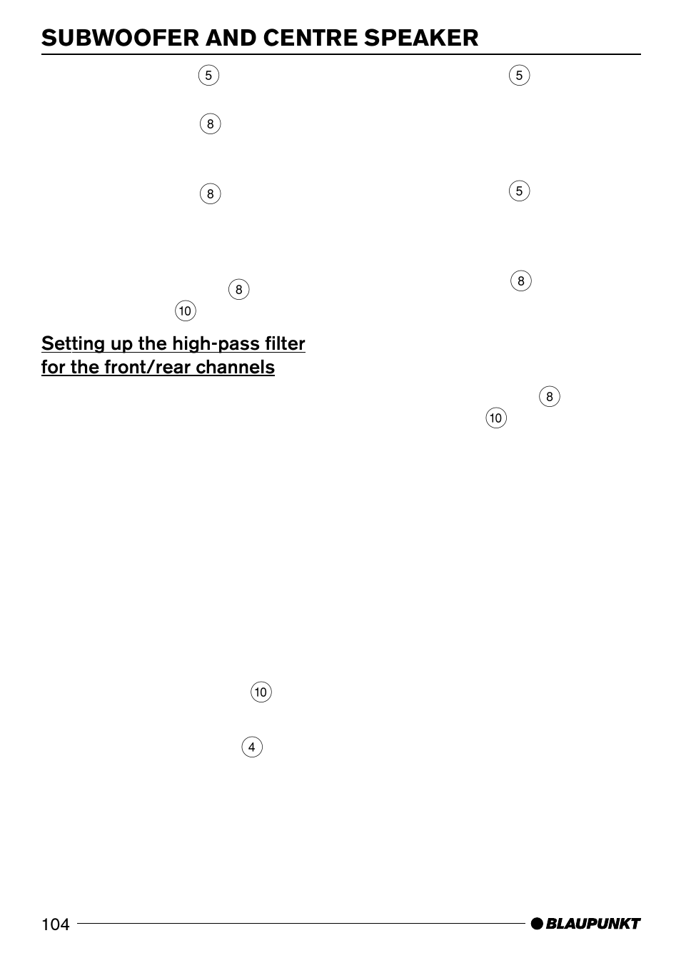 Subwoofer and centre speaker | Blaupunkt 7 644 820 310 User Manual | Page 50 / 56