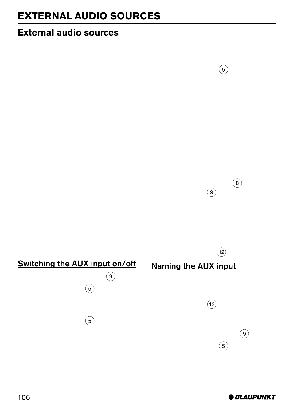 External audio sources | Blaupunkt 7 644 820 310 User Manual | Page 52 / 56