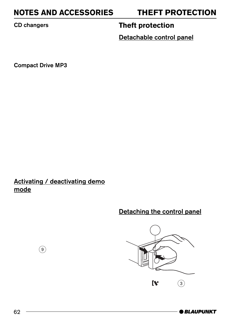 Theft protection | Blaupunkt 7 644 820 310 User Manual | Page 8 / 56