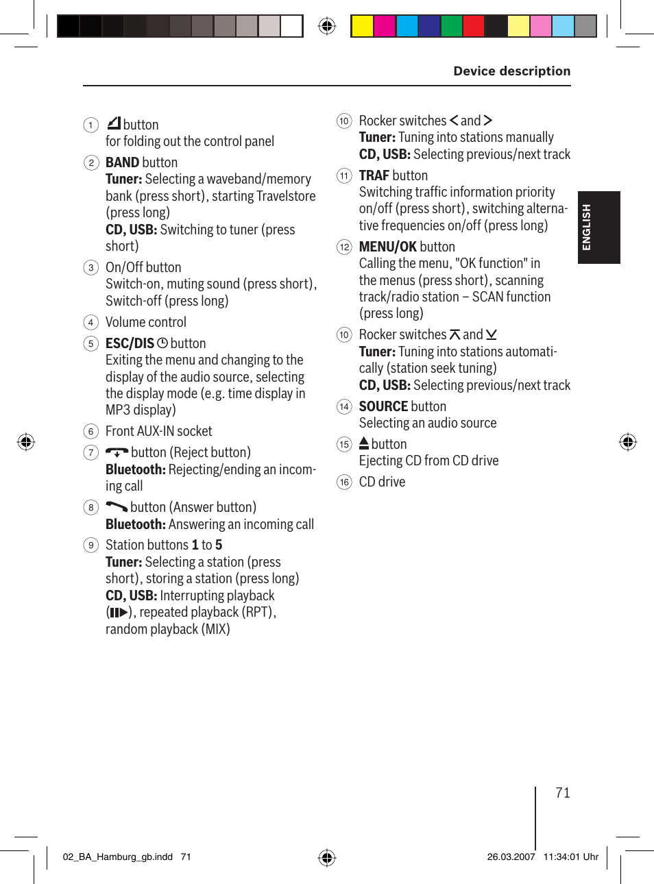 Blaupunkt HAMBURG MP57 User Manual | Page 10 / 63