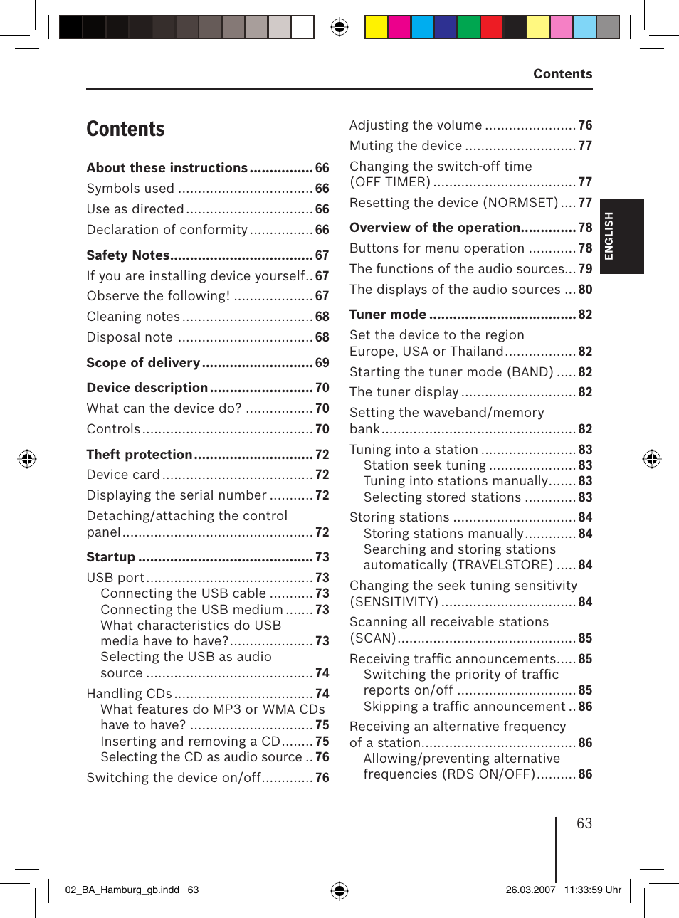 Blaupunkt HAMBURG MP57 User Manual | Page 2 / 63