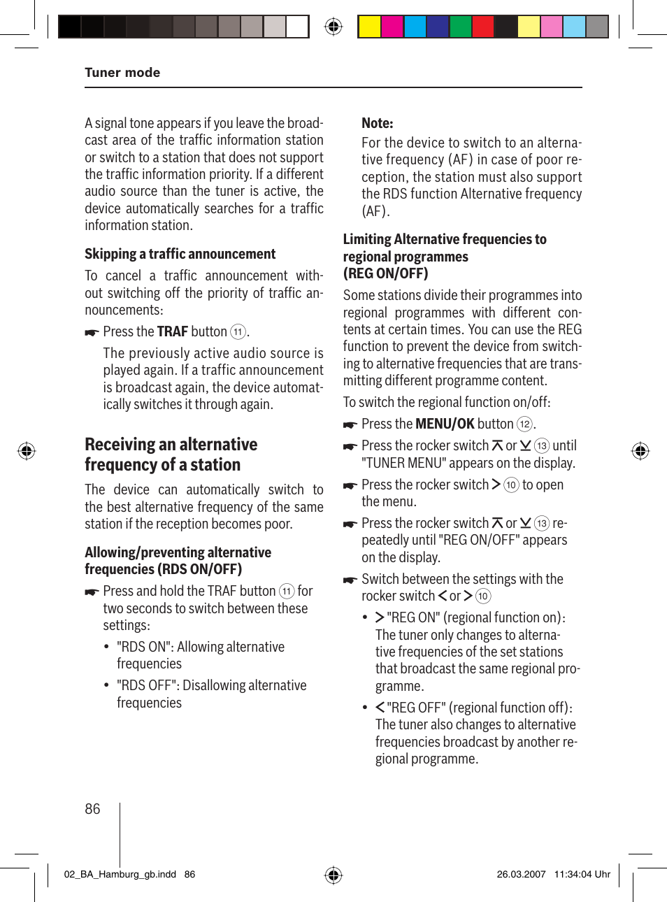 Receiving an alternative frequency of a station | Blaupunkt HAMBURG MP57 User Manual | Page 25 / 63