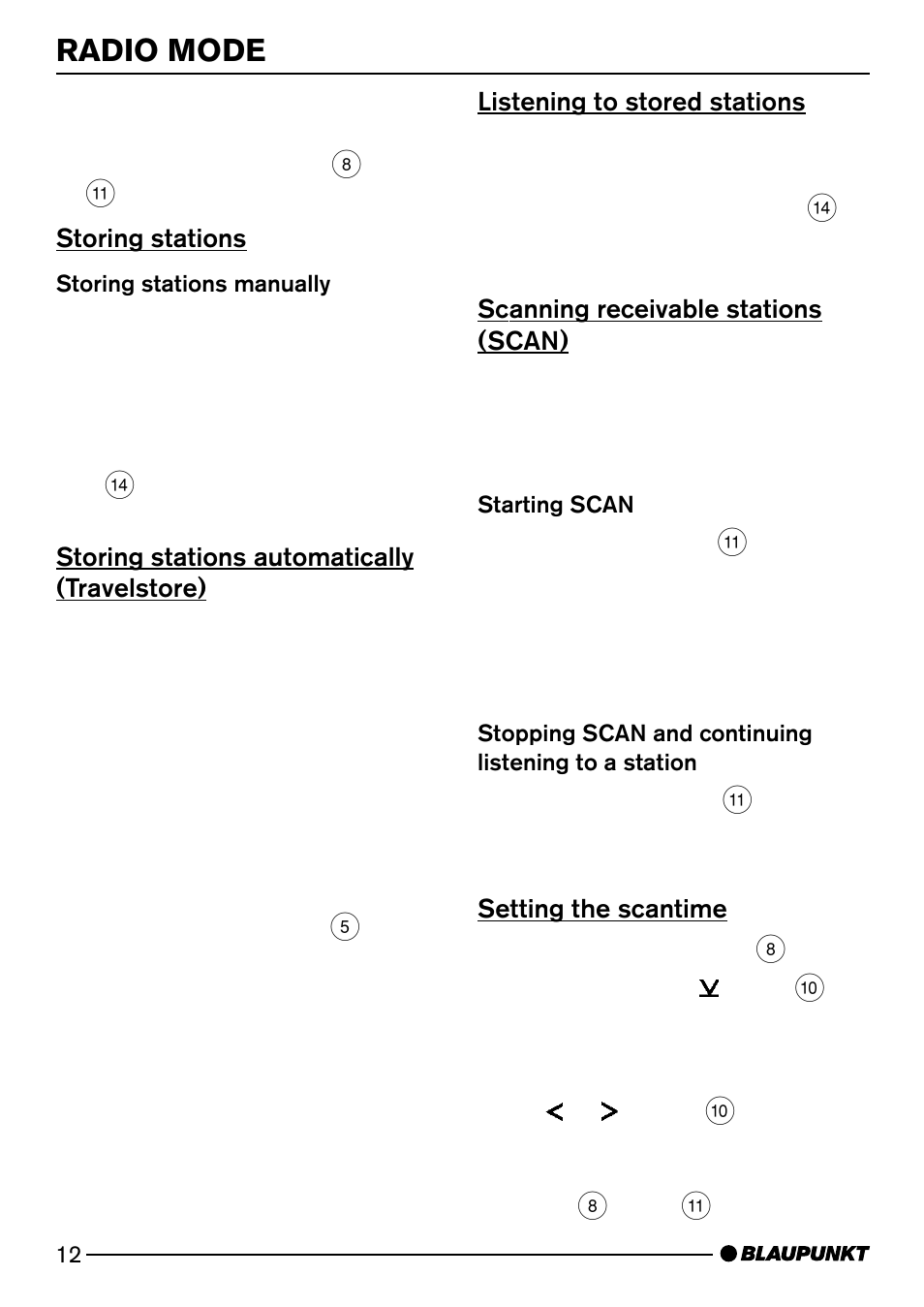 Radio mode | Blaupunkt CD52 User Manual | Page 12 / 34