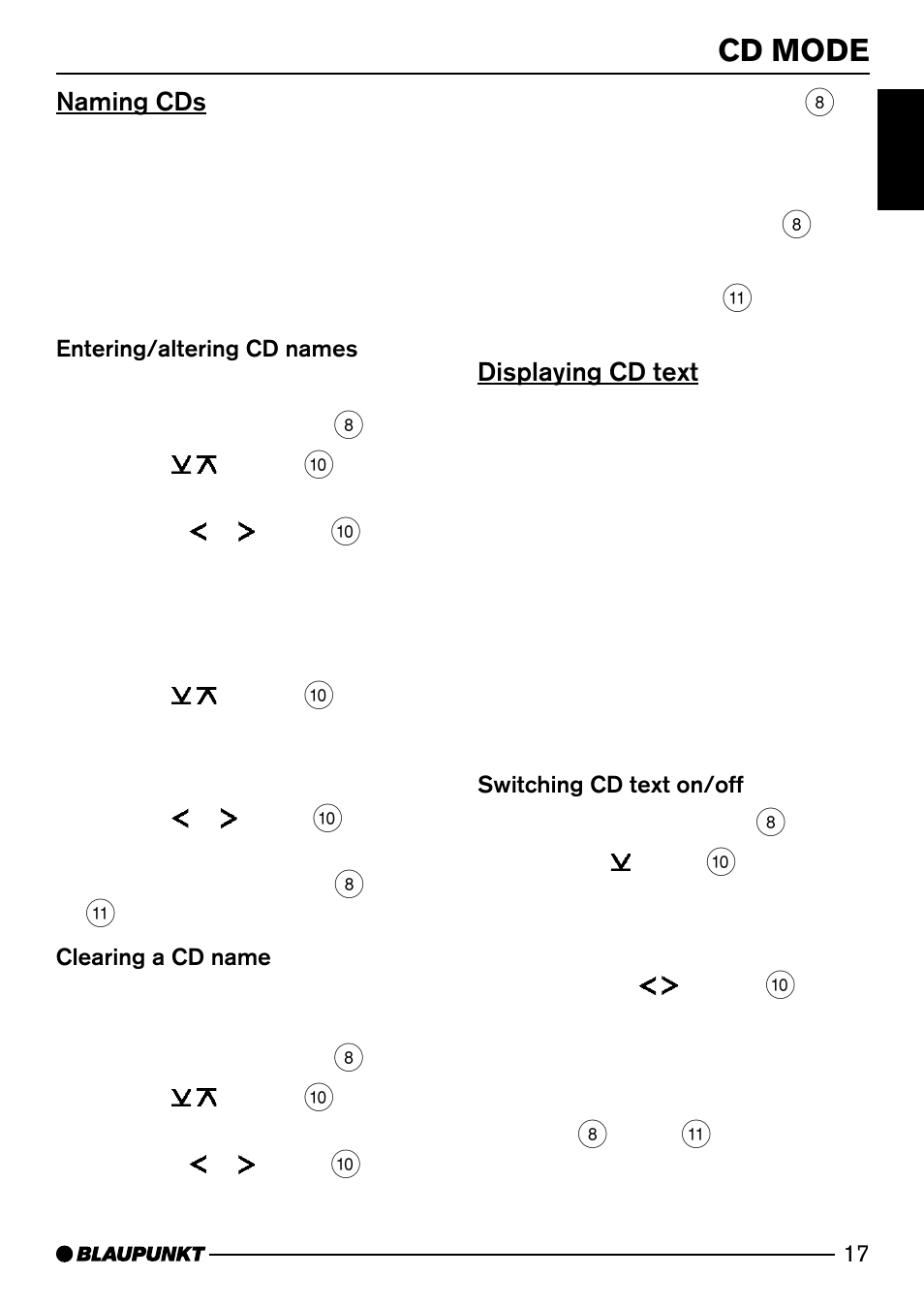 Cd mode | Blaupunkt CD52 User Manual | Page 17 / 34