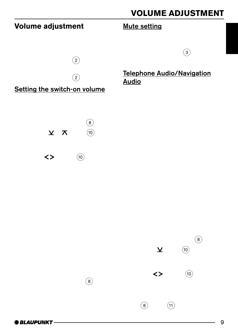 Volume adjustment | Blaupunkt CD52 User Manual | Page 9 / 34