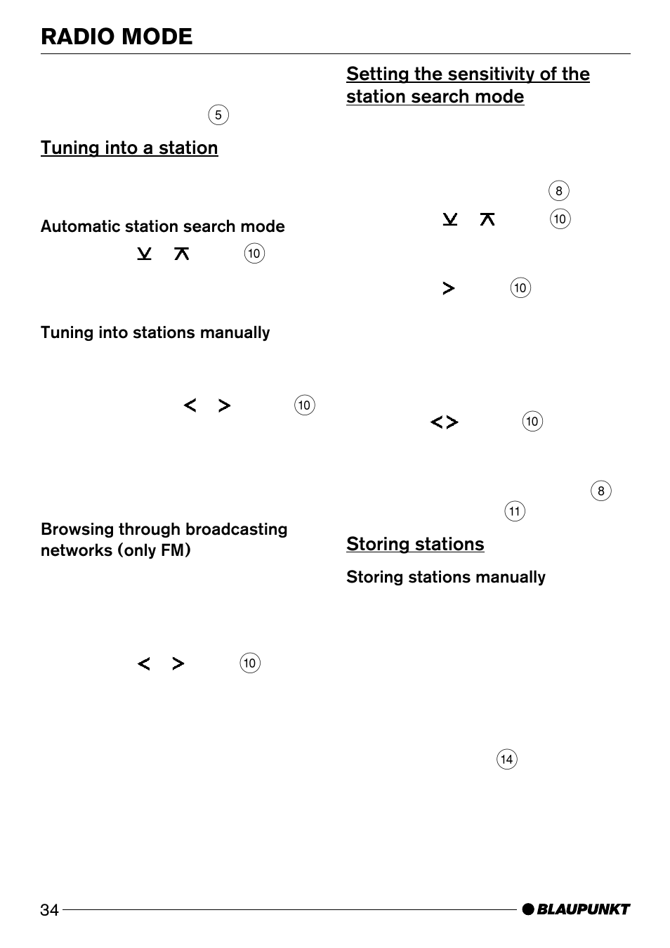 Radio mode | Blaupunkt Modena CD51 User Manual | Page 11 / 24