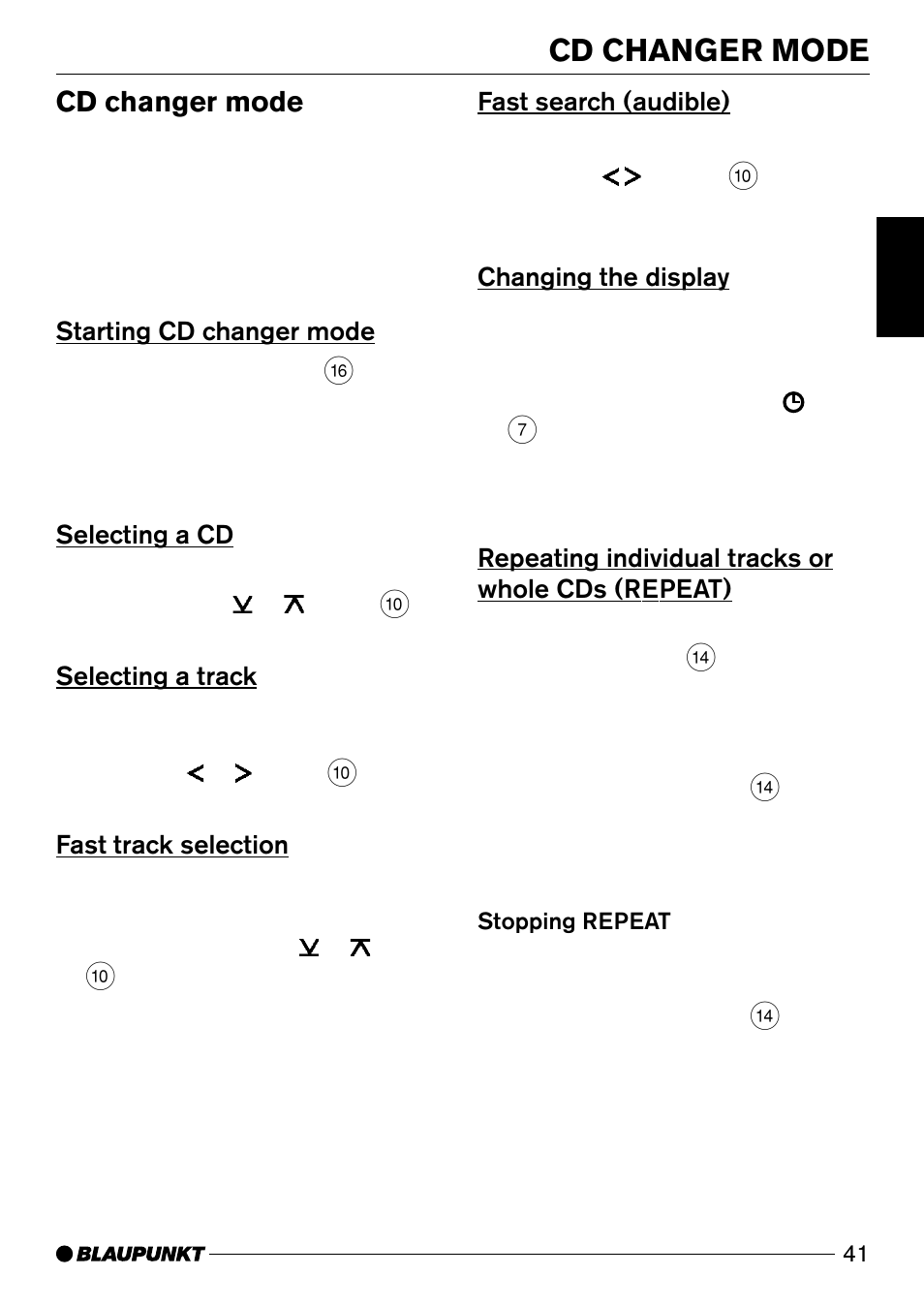 Cd changer mode | Blaupunkt Modena CD51 User Manual | Page 18 / 24