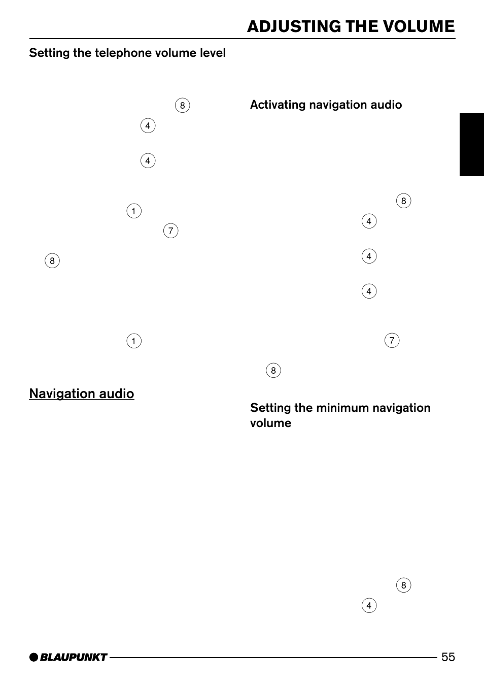 Adjusting the volume, Navigation audio | Blaupunkt SAN FRANCISCO CD72 User Manual | Page 13 / 78