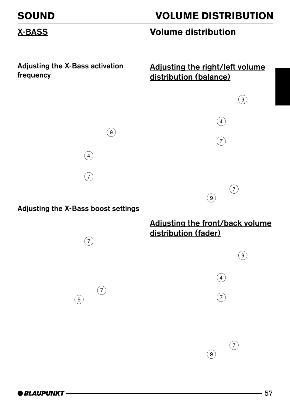 Sound volume distribution, Volume distribution | Blaupunkt SAN FRANCISCO CD72 User Manual | Page 15 / 78