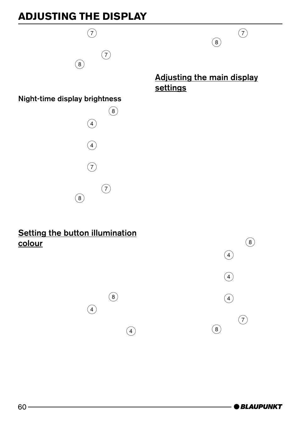 Adjusting the display | Blaupunkt SAN FRANCISCO CD72 User Manual | Page 18 / 78