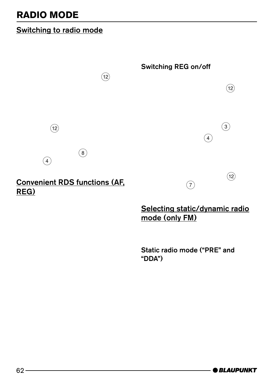 Radio mode | Blaupunkt SAN FRANCISCO CD72 User Manual | Page 20 / 78