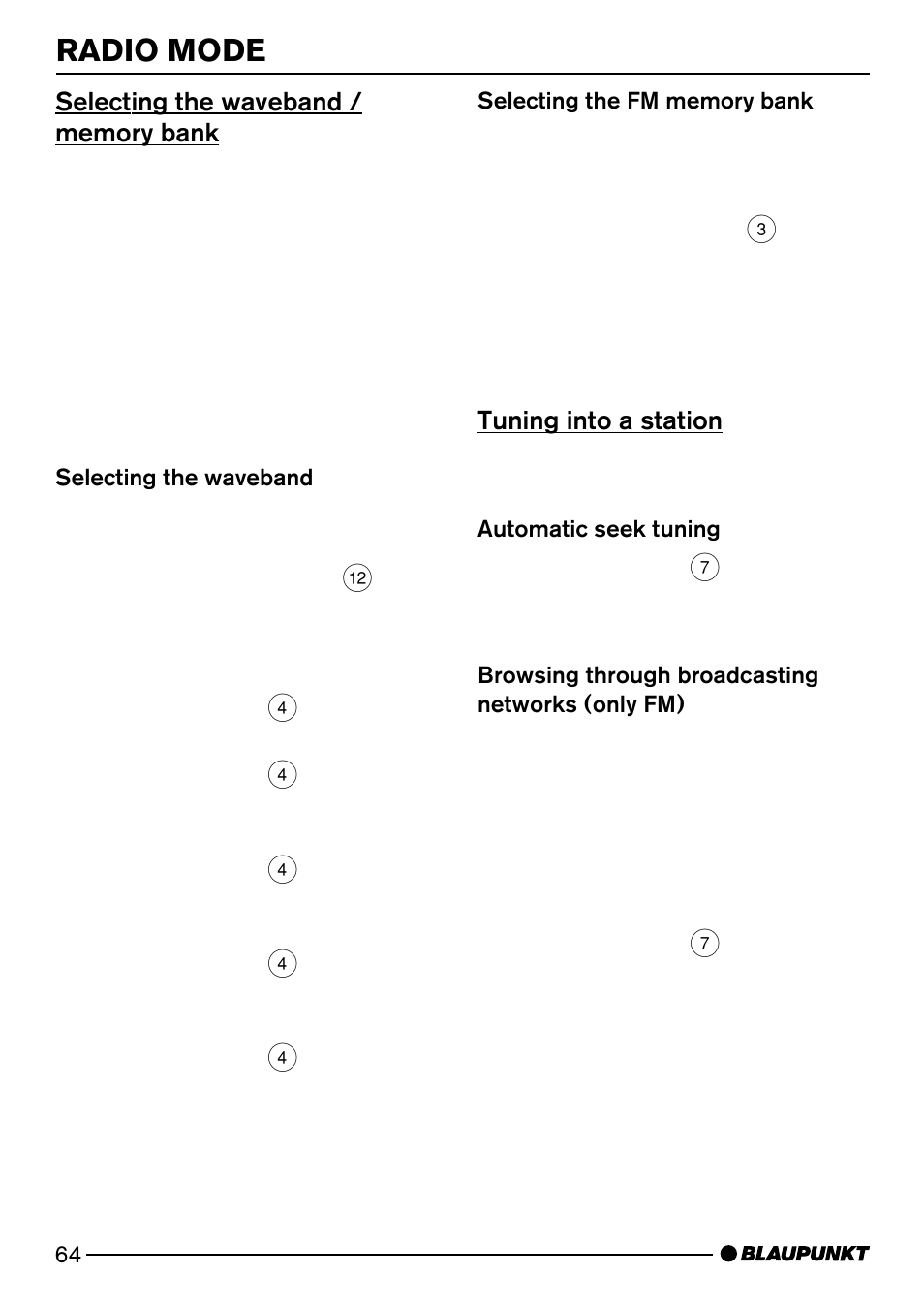 Radio mode | Blaupunkt SAN FRANCISCO CD72 User Manual | Page 22 / 78